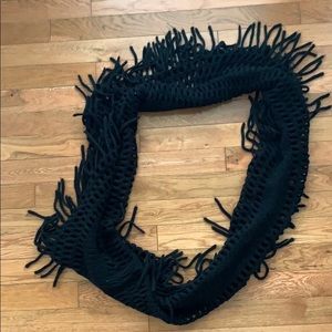 Black fringe infinity scarf